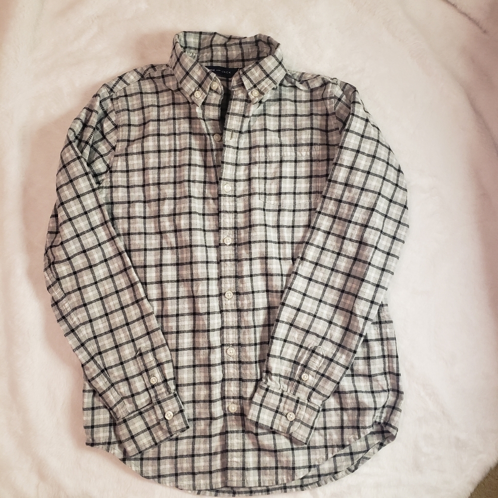 Janie & Jack Gray Multi Plaid Button Down Shirt